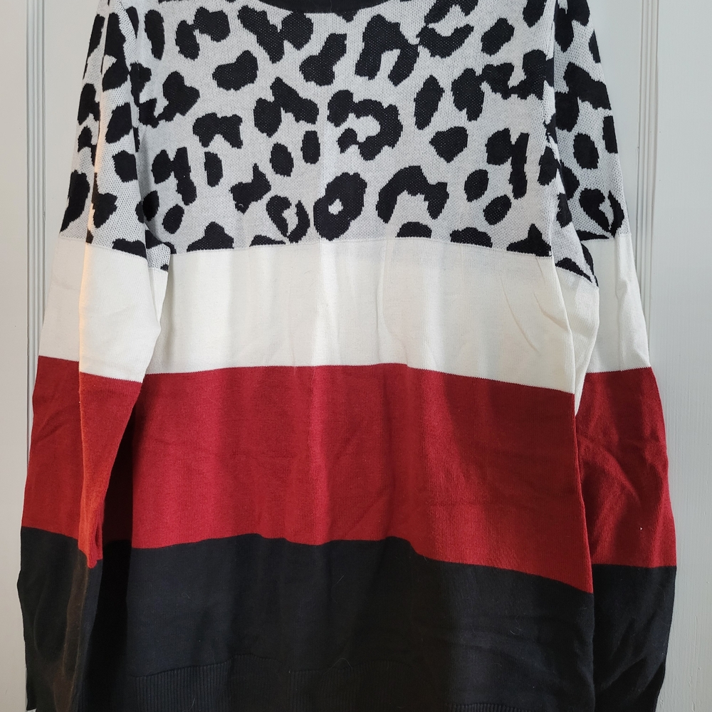 Leopard Print Color Block Sweater